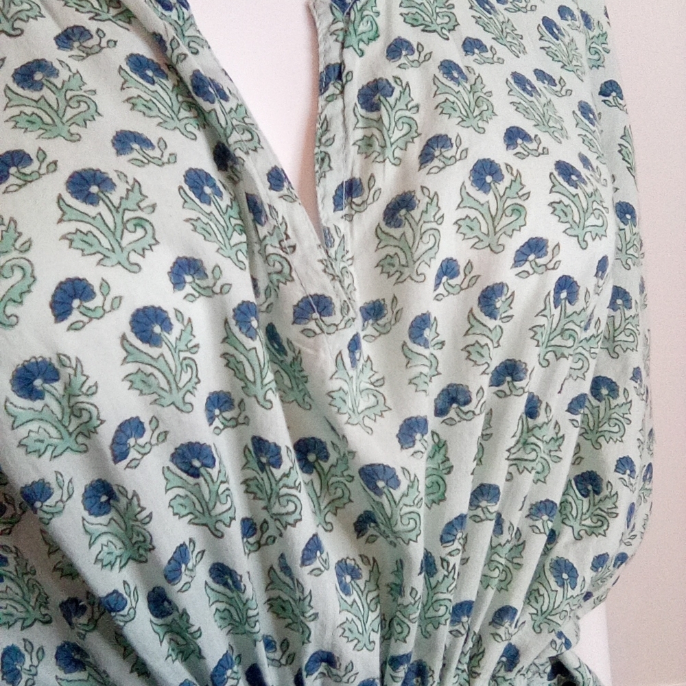 Women's Bellino Blue Floral Maxi Kaftan Dress, One Size - Picture 8 of 16